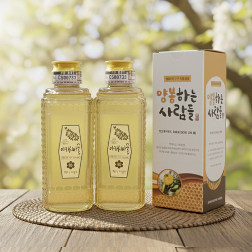 아카시아꿀 500g x 2병 (100%숙성생꿀)